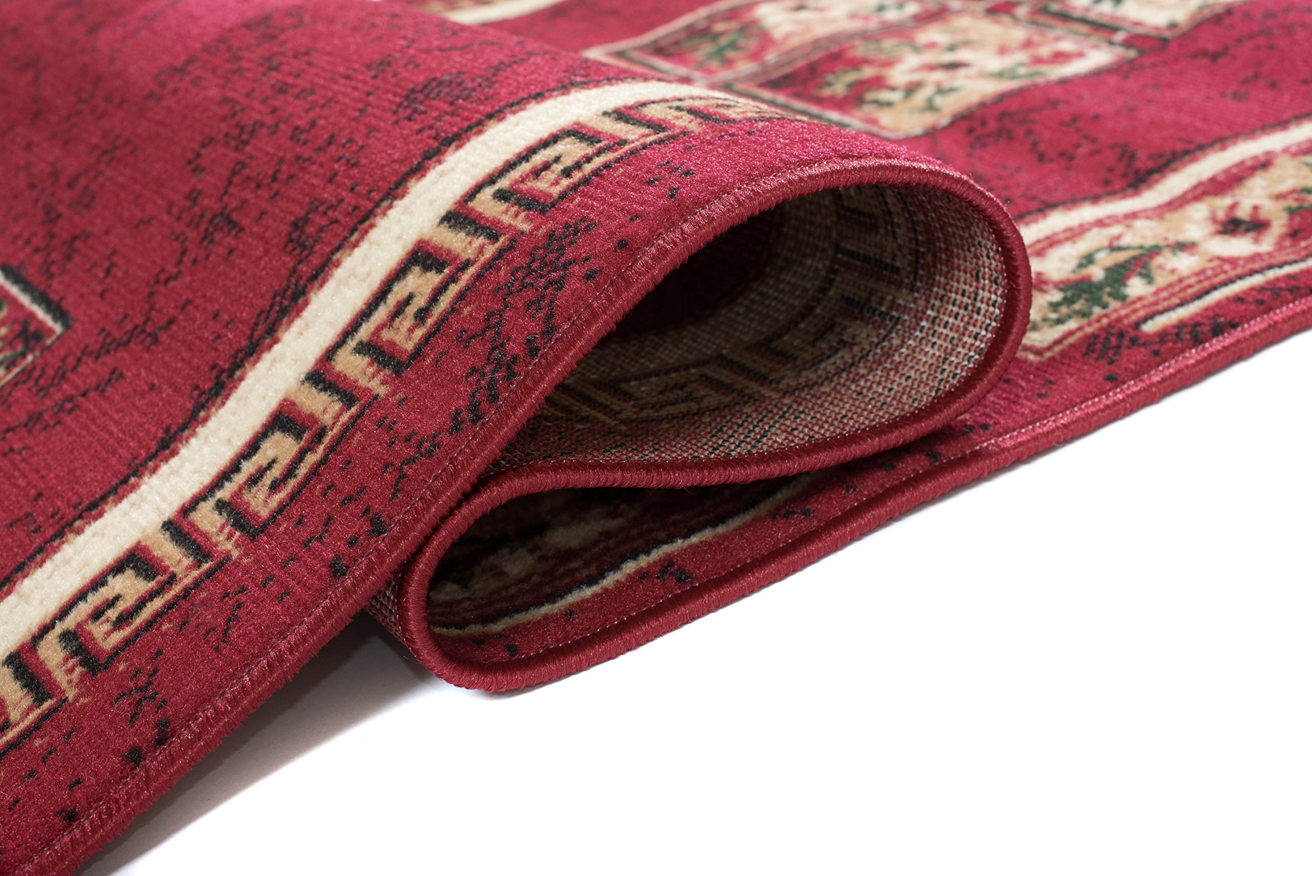 Carpeto Tappeto Corridoio Classico - Motivo Floreale - Pelo Corto - Collezione Verona - Rosso - 70 x 200 cm
