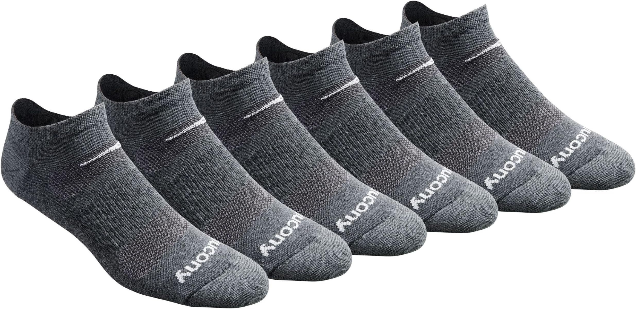 Saucony Mens Multi-pack Mesh Ventilating Comfort Fit Performance No-show Socks Running Socks (pack of 6)