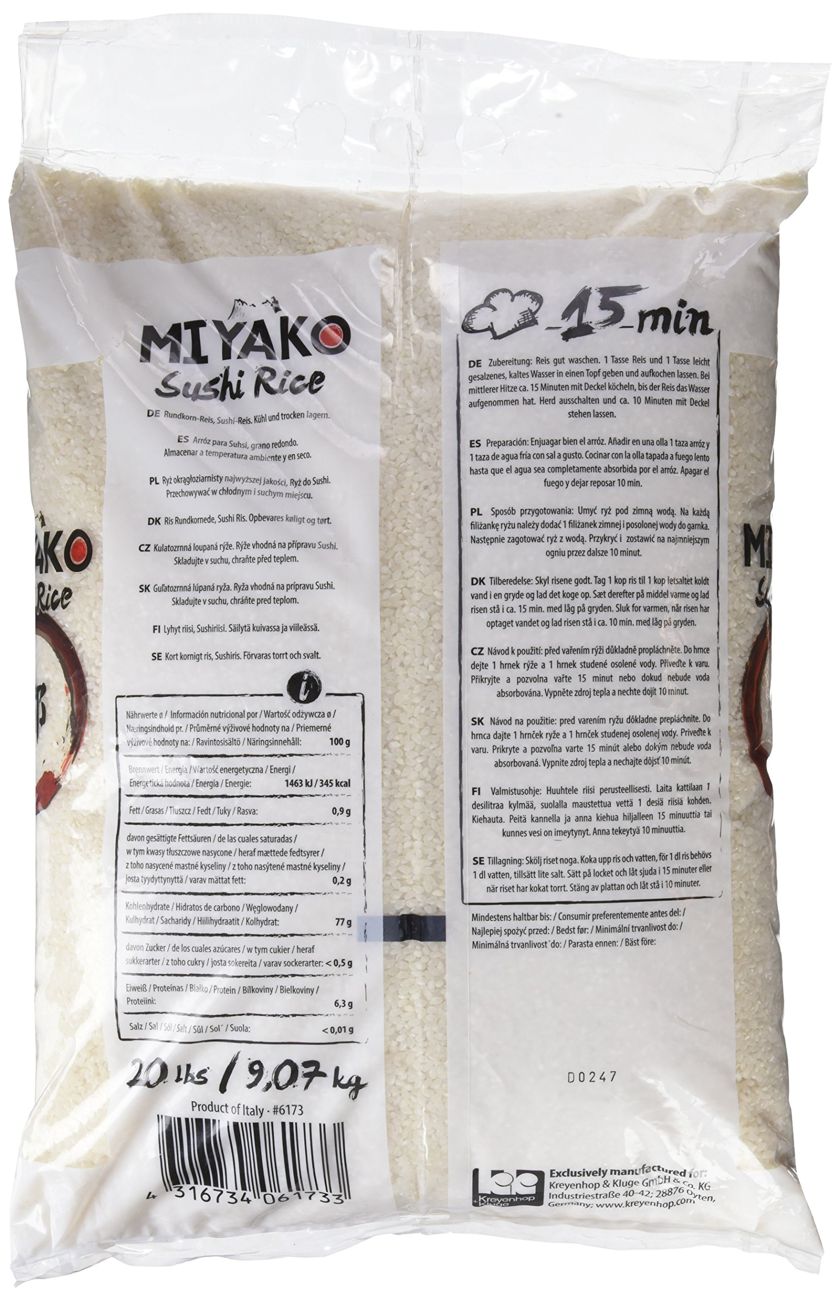 Miyako Arroz Para Sushi, Grano Redondo - 9007 gr