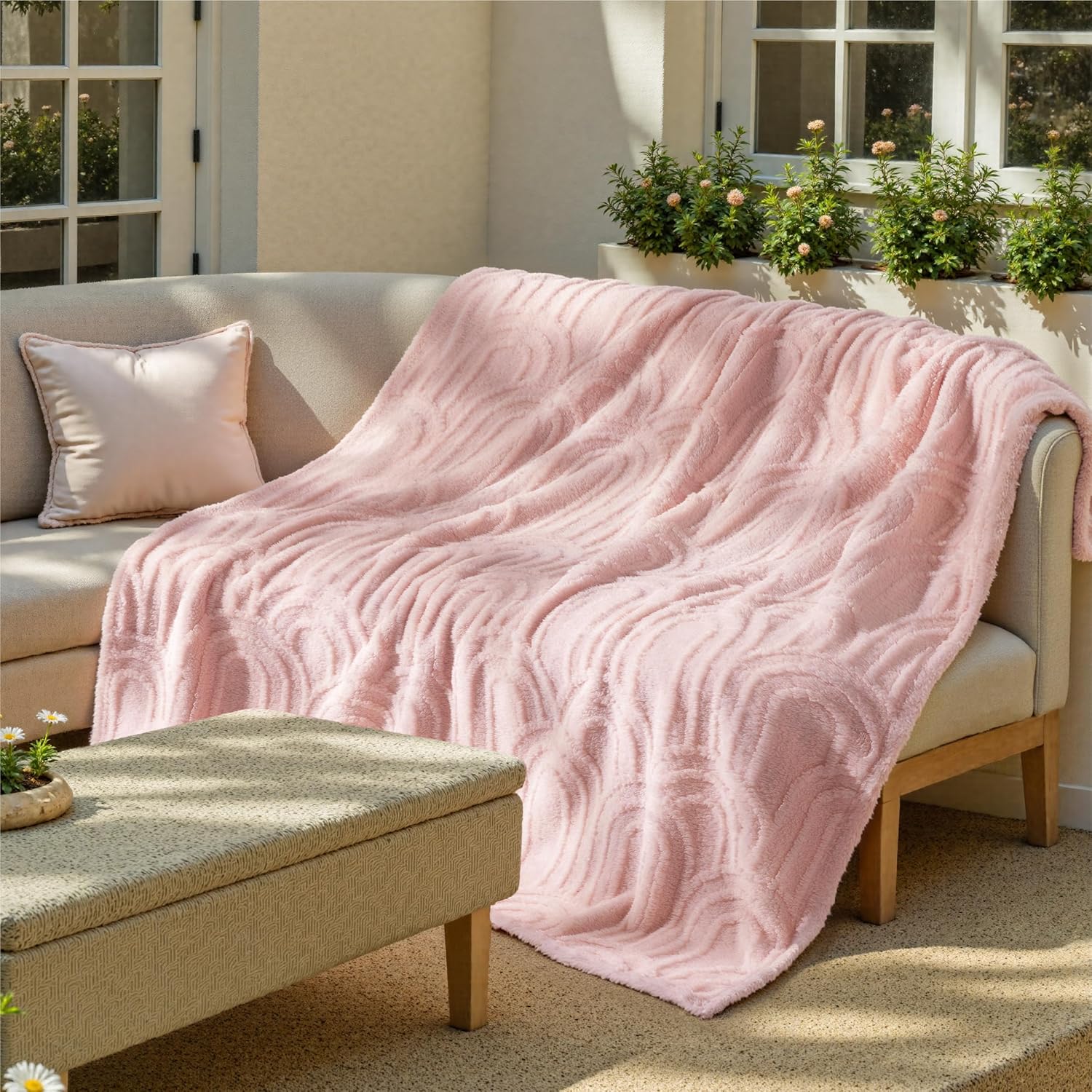 Bedsure GentleSoft Pink Throw Blankets for Women - Super Soft Cozy Christmas Blankets for Girls, Fluffy Fleece Throw for Couch, Pink Christmas Decor Aesthetic Gifts for Women, 50x60 Inches - Image 9