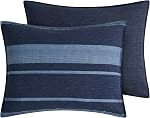 Nautica - Ensemble double confort, lit réversible en coton avec sham assorti, décoration maison élégante, salle de dortoir essentiels (bleu Longpoint, Twin/Twin XL)