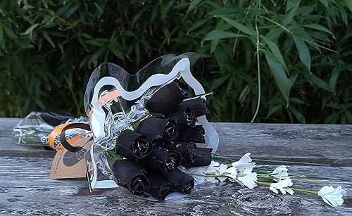 Miniatura 4 de Ramos originales de rosas de madera en 1, 2, o 3 docenas, Madera de abedul, Completamente negro, 1 Docena
