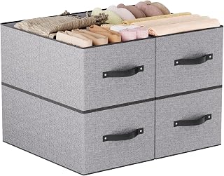 Fabric Closet Storage Boxes,18.5×11×7.9In,Gray Bins,4Pack