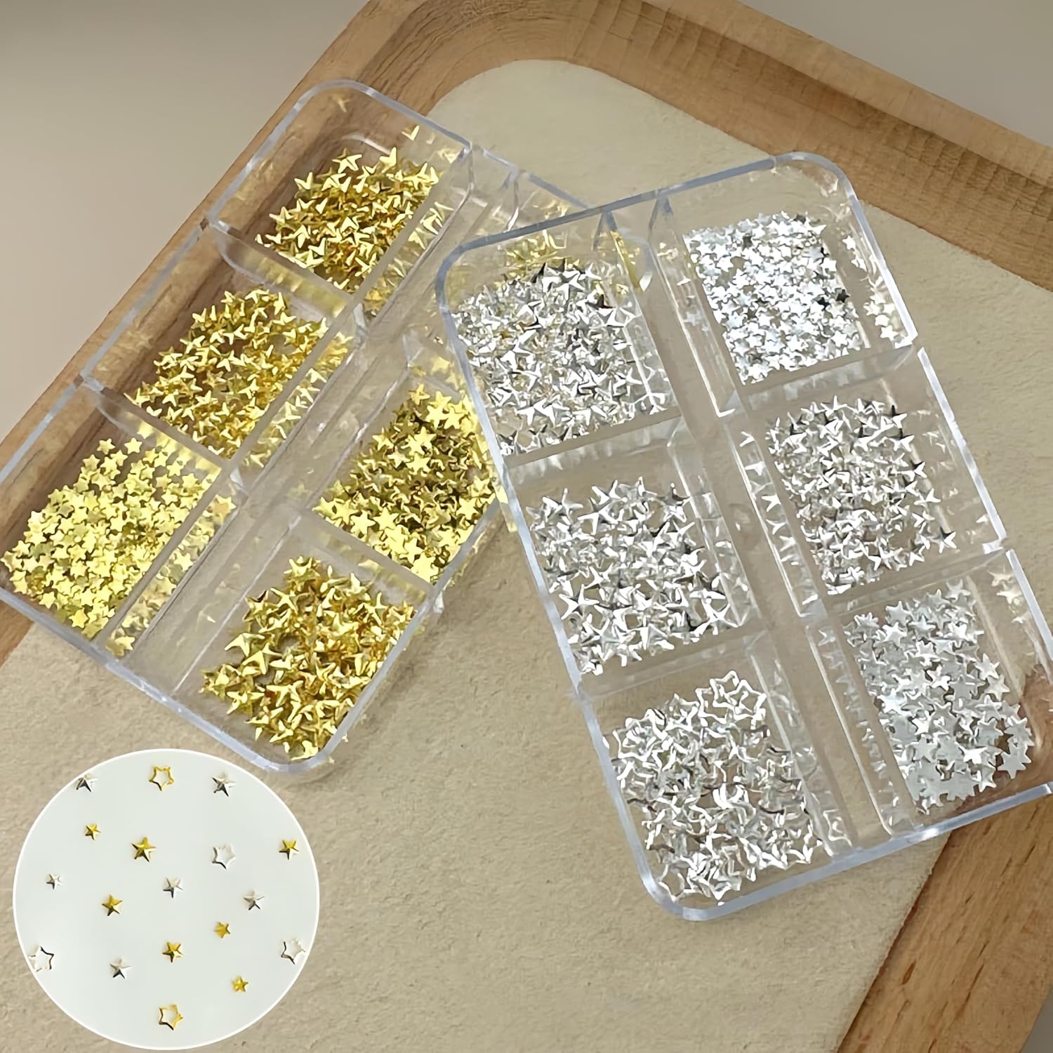2Boxs Star Nail Charms 3D Gold Silver Hollow Stars Nail Art Charms Five Pointed Stars Nail Rhinestones Cute Star Nail Gems Mixed Sizes Stars Nail Jewelry Manicure Star Nail Supplies for Women DIY