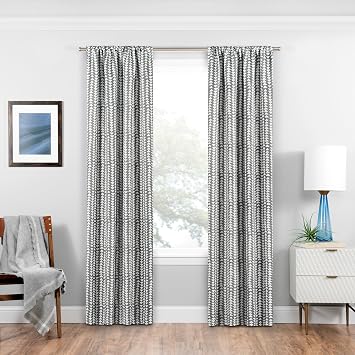 ECLIPSE Naya Mid Century Modern Blackout Thermal Rod Pocket Window Curtain for Bedroom 1 Panel, 37 in x 84 in, Grey