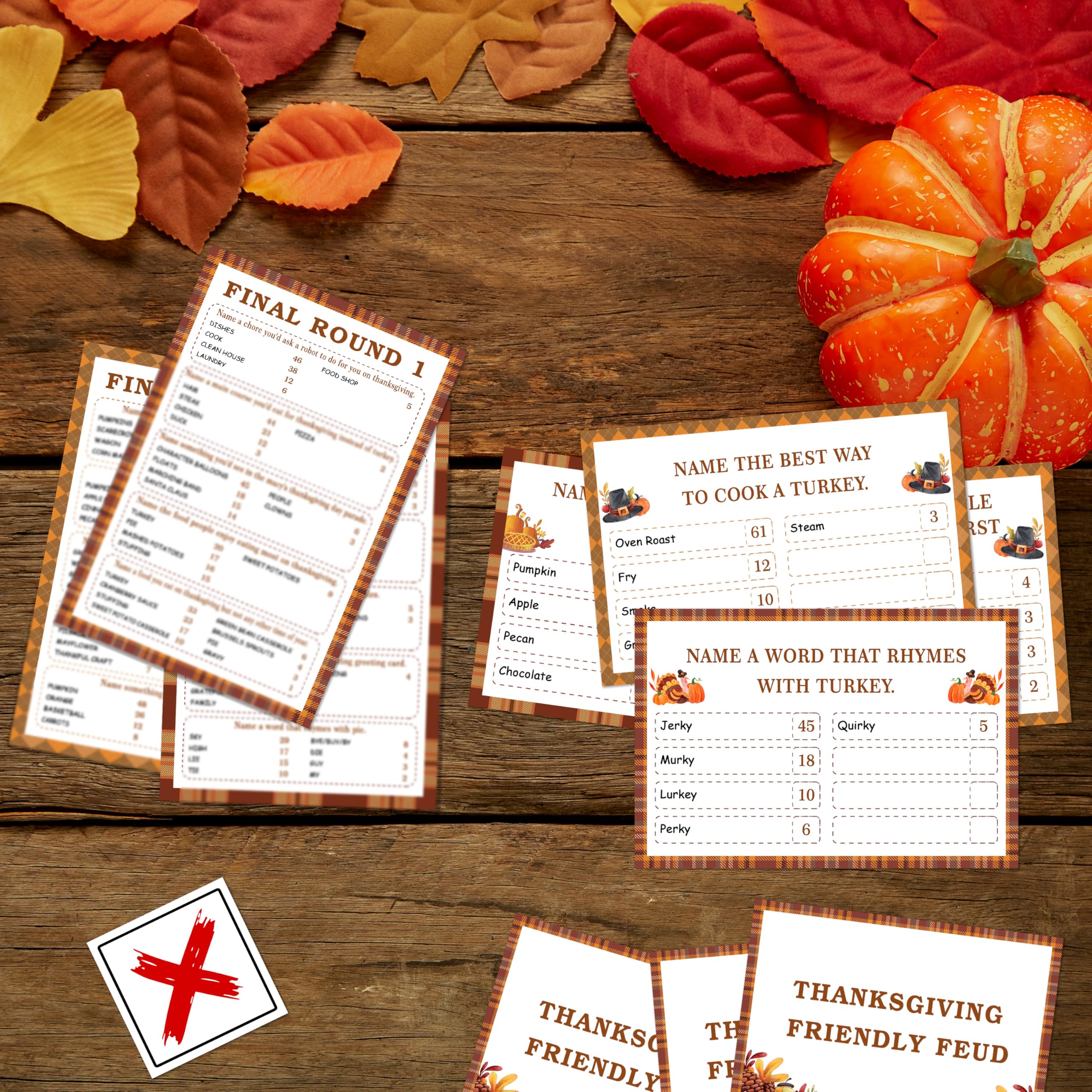 Giochi per feste del Ringraziamento per adulti, Gioco di faida amichevole del Ringraziamento, Giochi per feste autunnali, Forniture per la notte di giochi per famiglie, Quiz di quiz sulla faida