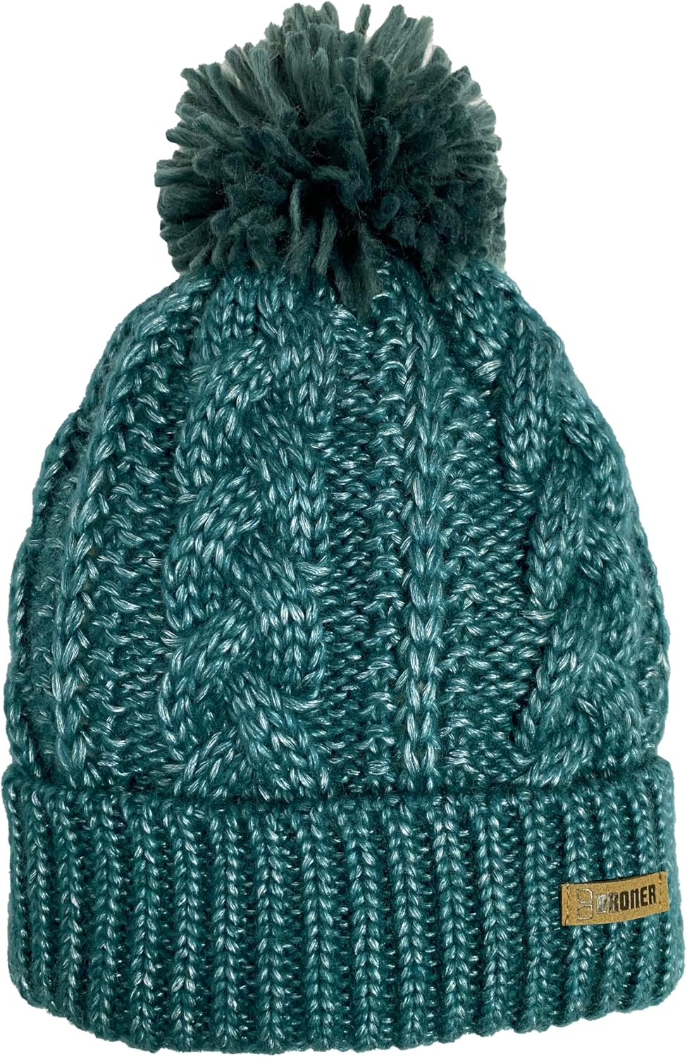 Broner Ladies Shimmer Yarn Cable Knit Cuff Cap with Fleece Earband Lining