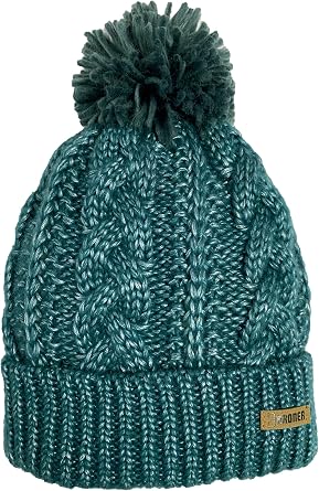 Broner Ladies Shimmer Yarn Cable Knit Cuff Cap with Fleece Earband Lining
