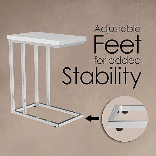 Miniatura 7 de Lavish Home Lavish Home - Mesa auxiliar de sofá en forma de C, mesa auxiliar moderna, bandeja para laptop o mesita de noche compacta, muebles que