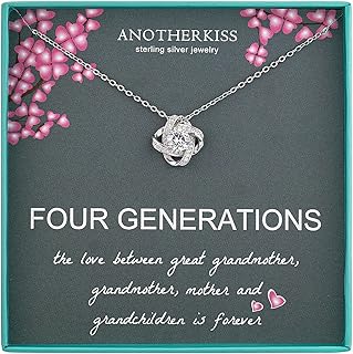 Generations Necklace for Great Grandmother Gifts, Sterling Silver Necklace Grandma Mom Daughter Granddaughter, Mothers Day Jewelry Birthday Gift Ideas