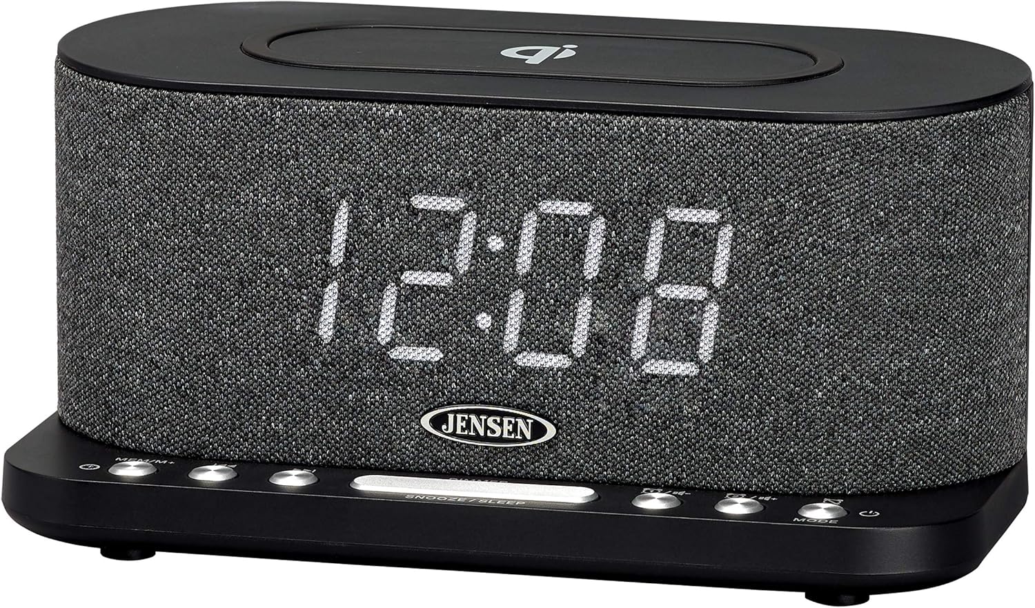 JENSEN QiCR-50 Dual Alarm Clock Radio with Wireless QI Charging