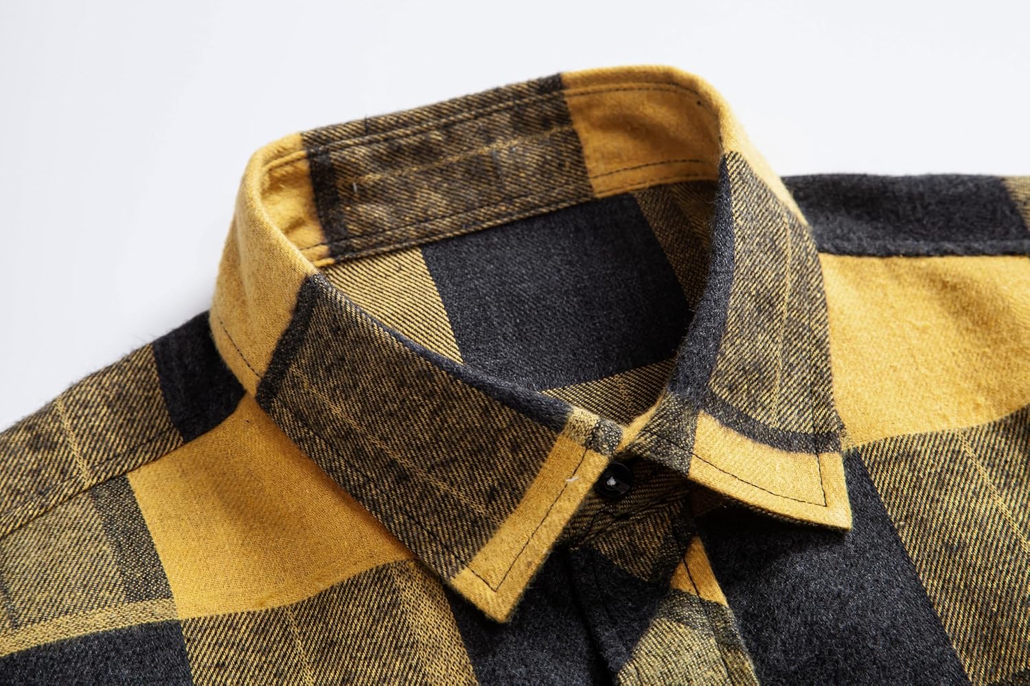 Mens Flannel Plaid Shirts Regual Fit Casual Long Sleeve Button Down Fleece Shirts - Image 4