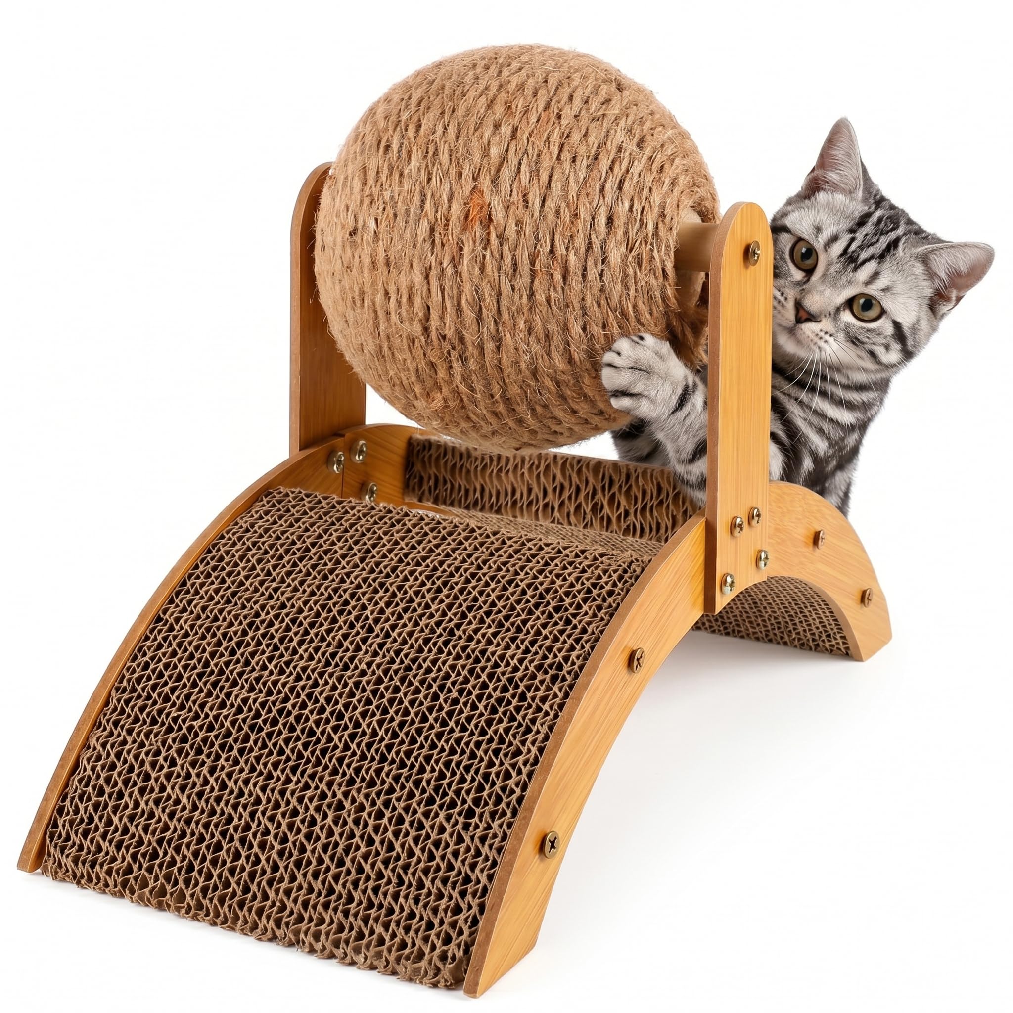 Griffoir pour chat intérieur Toddmomy incliné avec jouet interactif en sisal