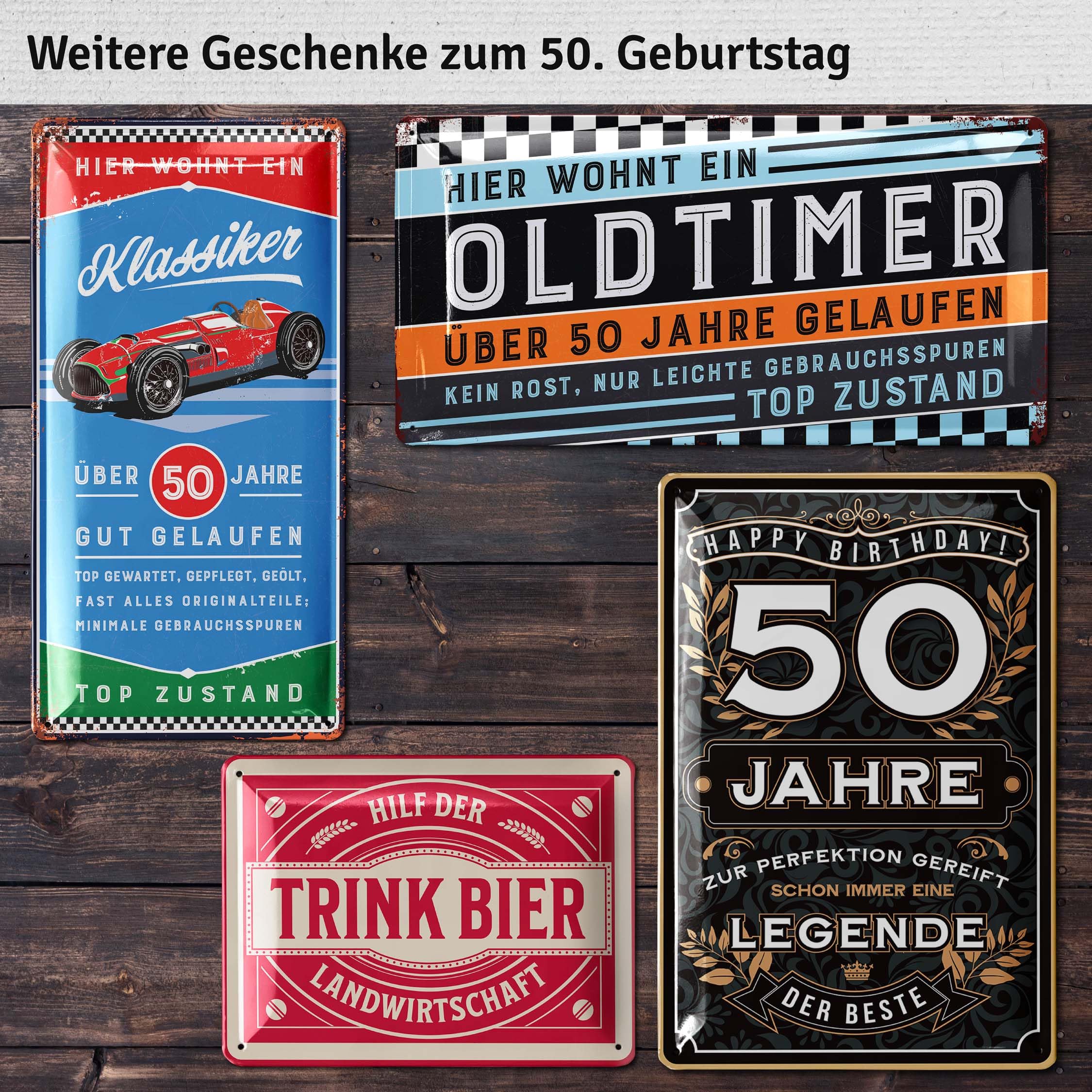 Nostalgic-Art Targa In Metallo Retrò 20x30 Cm 'Hier Wohnt Ein Klassiker 50' - Decorazione Murale Per 50° Compleanno, Idea Regalo Vintage
