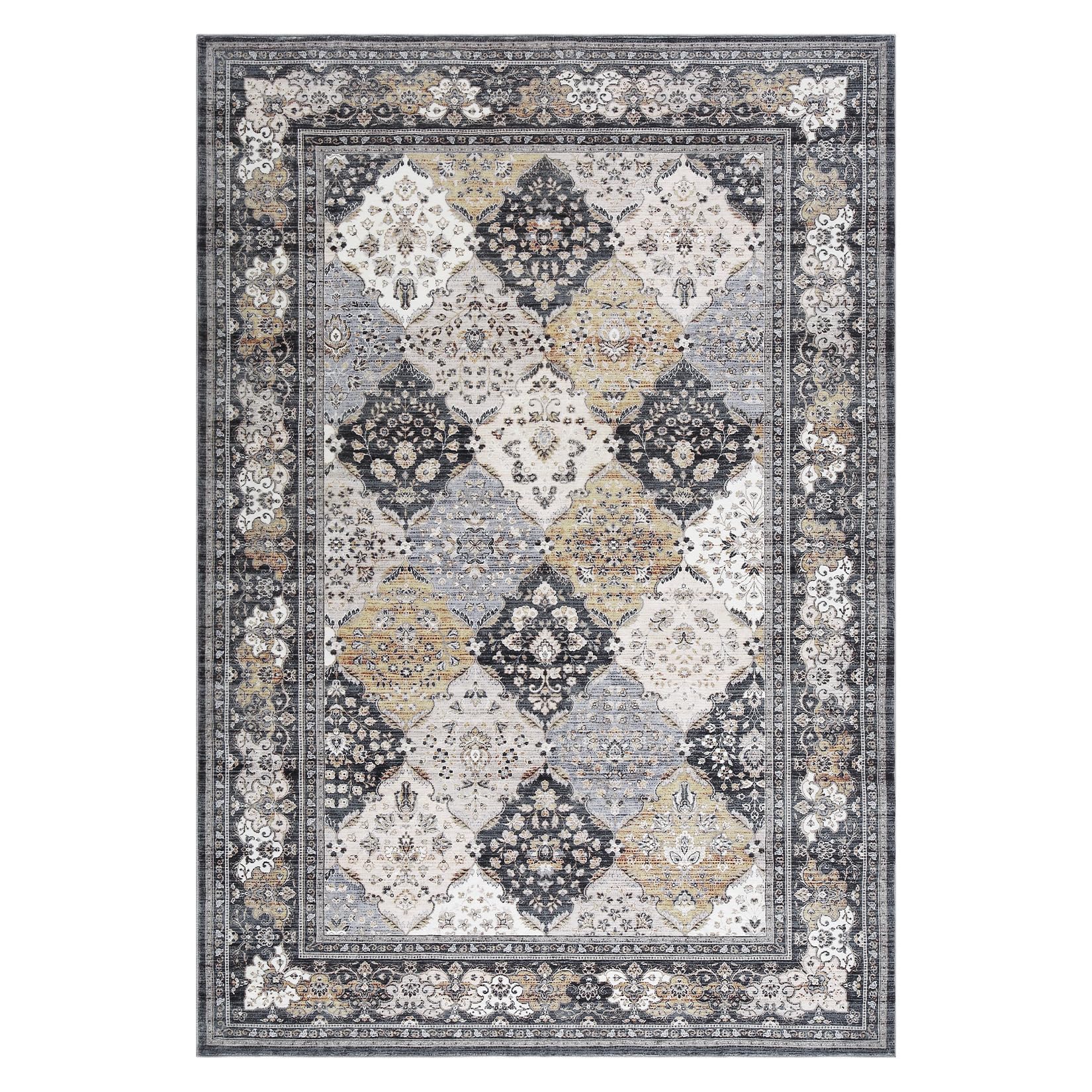 Garvee Tapis Bohème, Lavable en Machine – Antidérapant Et Déperlant, Motif Floral Marocain – Idéal pour Le Salon, La Chambre, La Salle à Manger, Le Bureau Et La Cuisine – Format Couloir 120 x 170 Cm