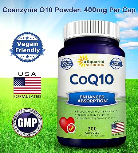 Miniatura 4 de CoQ10 400 mg de fuerza máxima 200 cápsulas  Polvo de coenzima vegana Q10 de alta absorción  Pastillas de suplemento de ubiquinona tabletas de