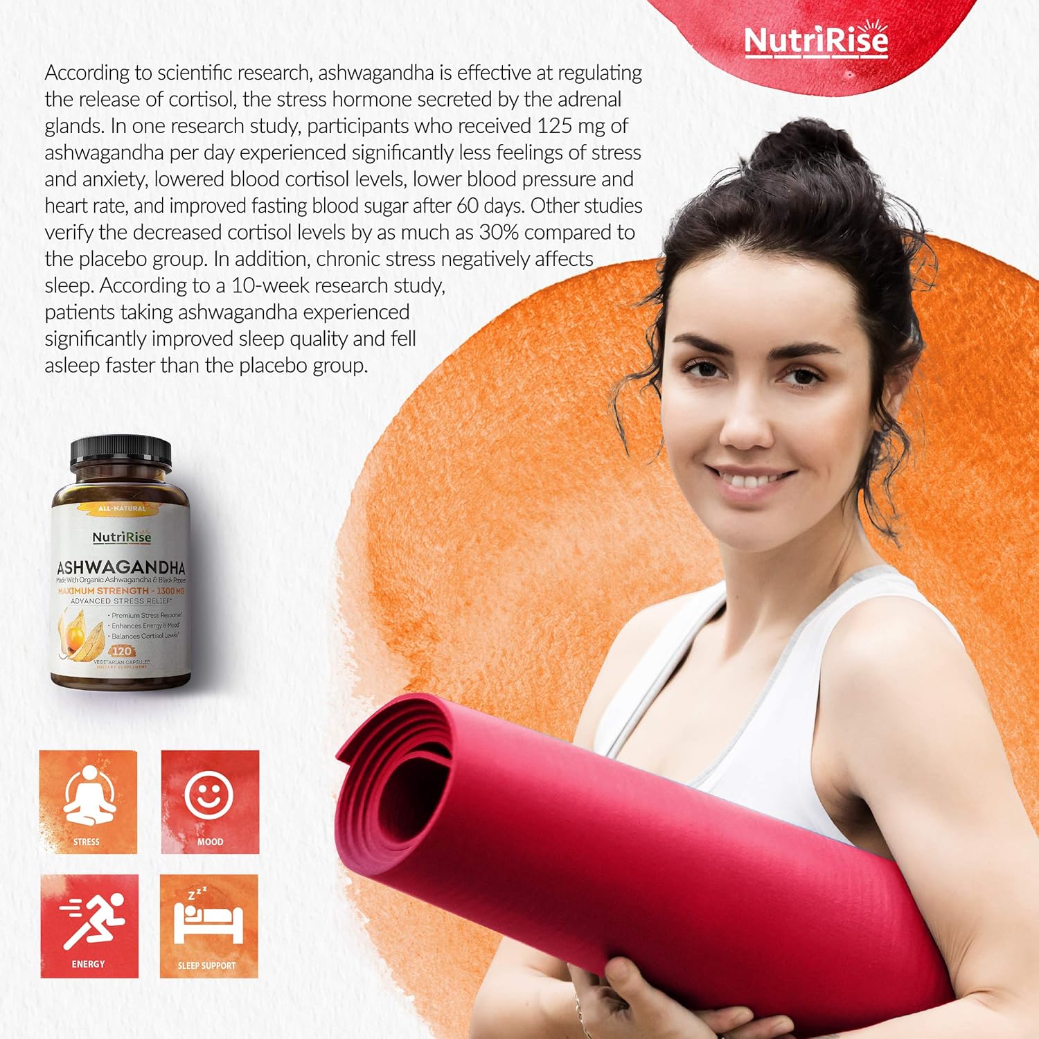 Ashwagandha 1300mg Made with Organic Ashwagandha Root Powder & Black Pepper Extract - 120 Capsules. 100% Pure Ashwagandha Supplement for Stress Relief, Anti-Anxiety & Adrenal, Mood & Thyroid Support : Health & Household