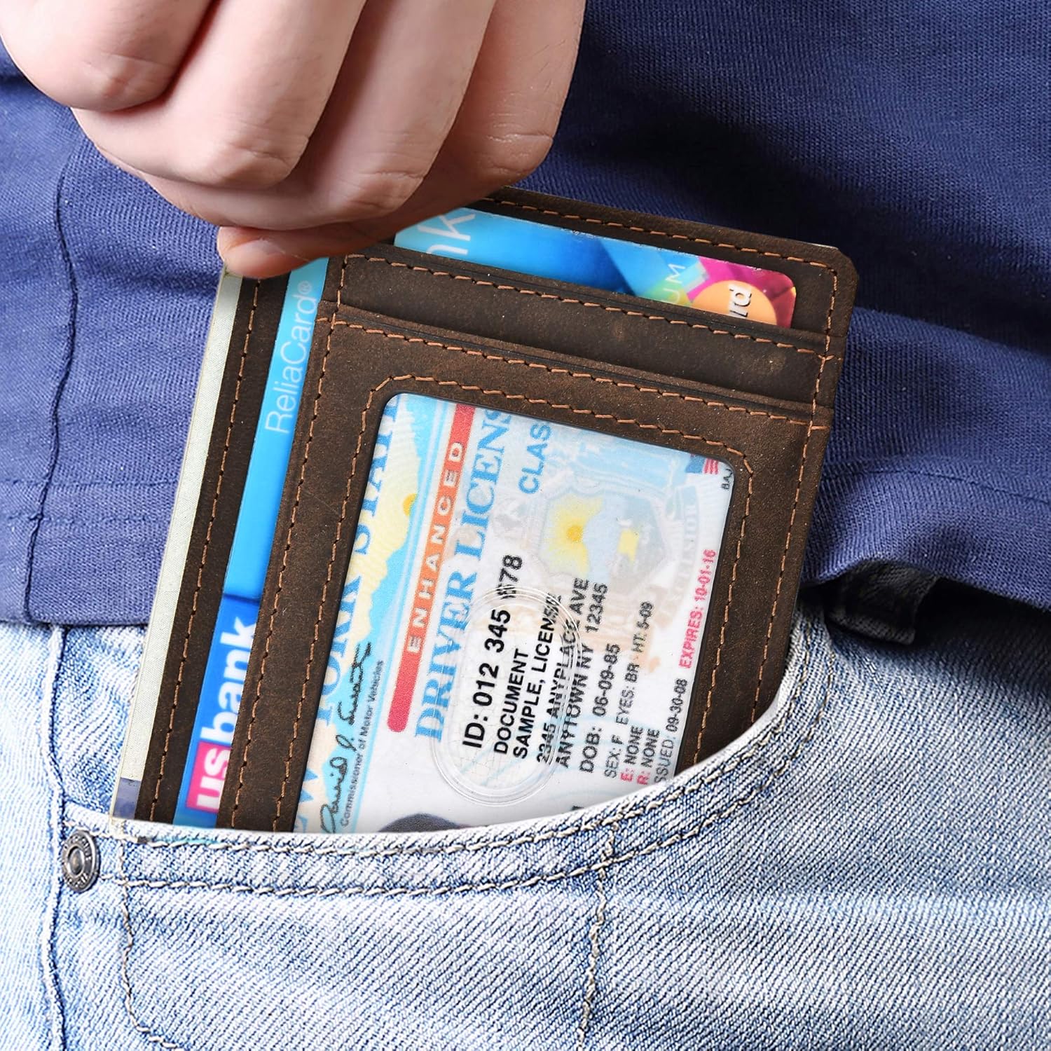 kinzd Slim Wallet RFID Front Pocket Wallet Minimalist Secure Thin Credit Card Holder