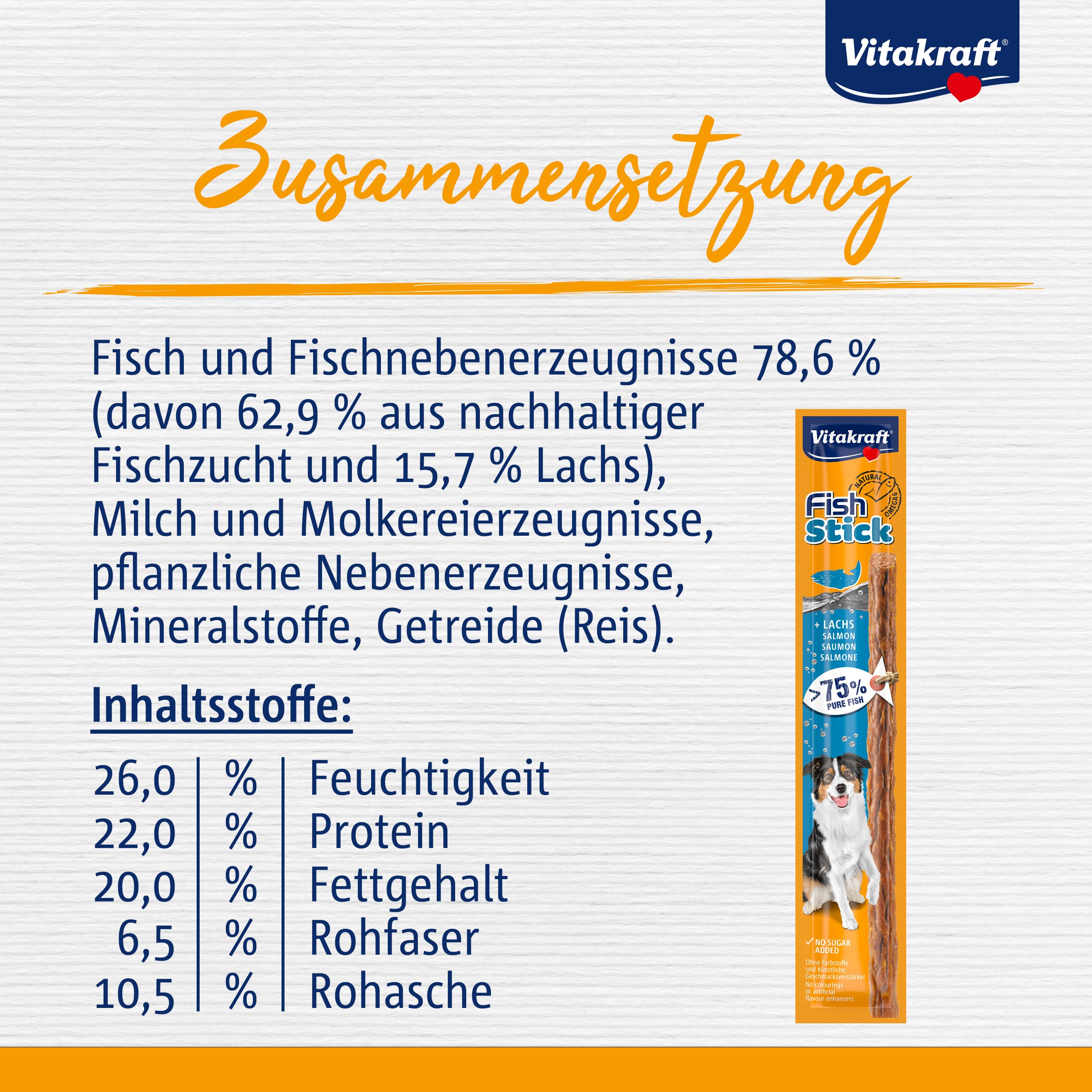 Vitakraft Dog Snack Fish Stick Salmon, 1 Confezione = 50 Pezzi