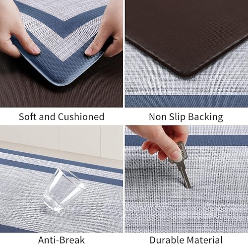 Miniatura 140 de Mattitude - 2 tapetes acolchados antifatiga, antideslizantes, impermeables, ergonómicos para estar de pie cómodamente en la cocina, suelo, oficina