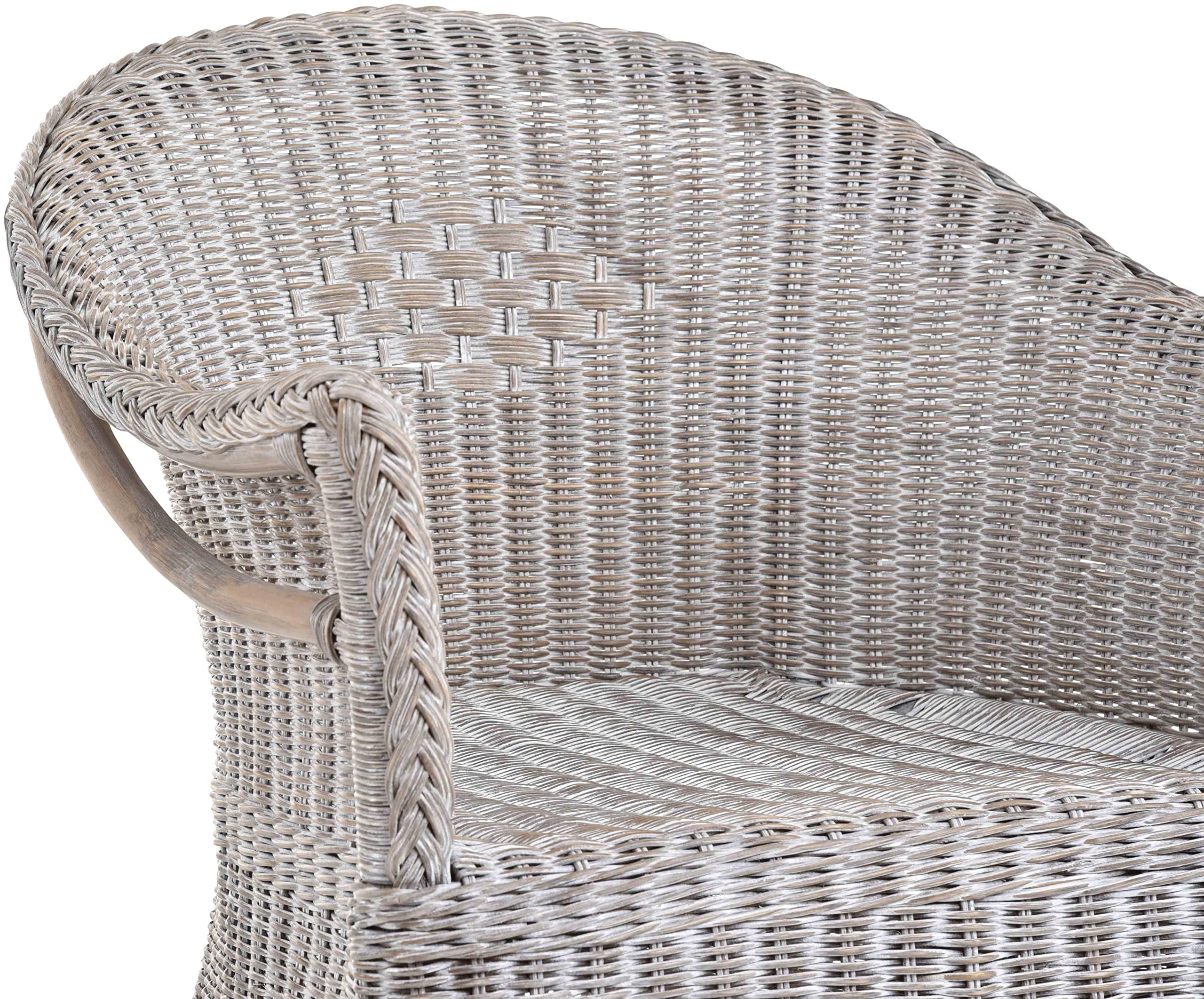 korb.outlet Rattansessel Landhaus Flechtsessel aus Natur-Rattan Rattan Sessel Korbsessel Wintergarten (Royal Grau, mit Polster)