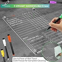 Vista 2 de Tabla de tareas magnética acrílica para niños, adolescentes, adultos y familia, tabla de tareas acrílica transparente de borrado en seco