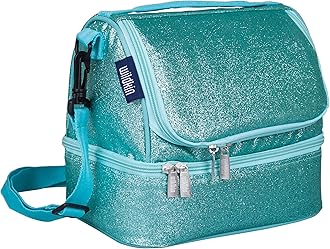 Wildkin Two Compartment Insulated Lunch Bag for Kids – School & Travel Ready - Blue Glitter