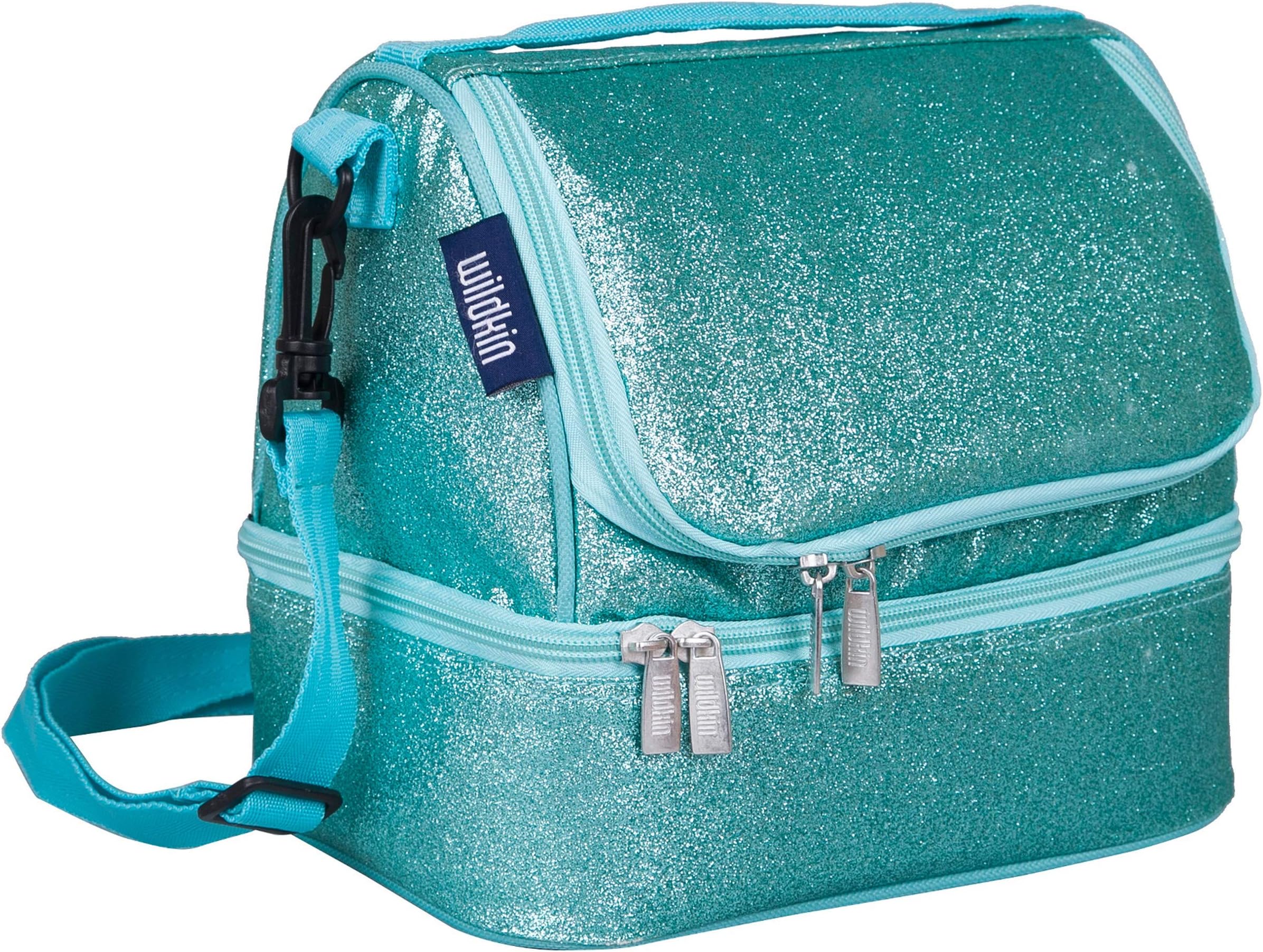 Wildkin Two Compartment Insulated Lunch Bag for Kids – School & Travel Ready - Blue Glitter