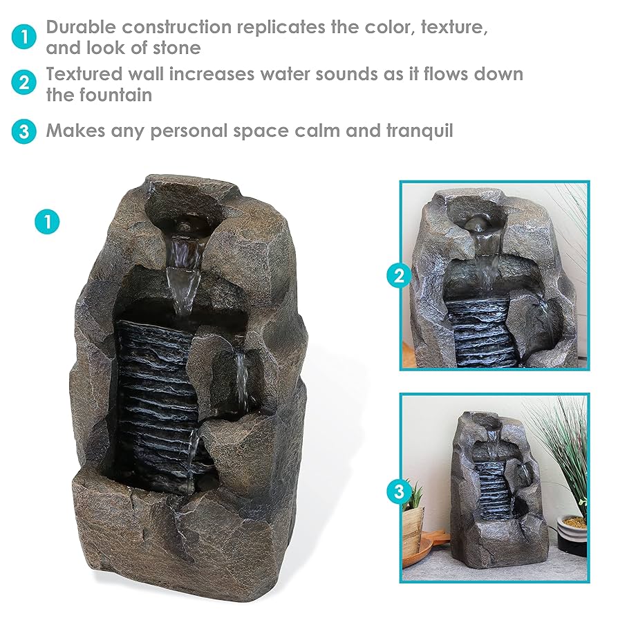 Amazon.co.jp: Sunnydaze Stony Rock 11インチ 屋内卓上噴水