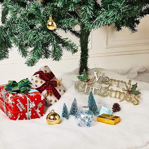 Miniatura 4 de BBTO Manta Grande de Nieve Falsa de Navidad 1 Hoja, 5 x 6.6 Pies Hoja de Rollo de Nieve Artificial Blanca Decoraciones para Navidad Accesorios