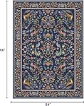 Navy Blue Rugs for Living Room, 5x7 Machine Washable Area Rug Floral Non-Slip Low Pile Large Living Room Carpet,Whimsical Peacock Rugs for Bedroom, Farmhouse, Dining Room, Kids Playroom