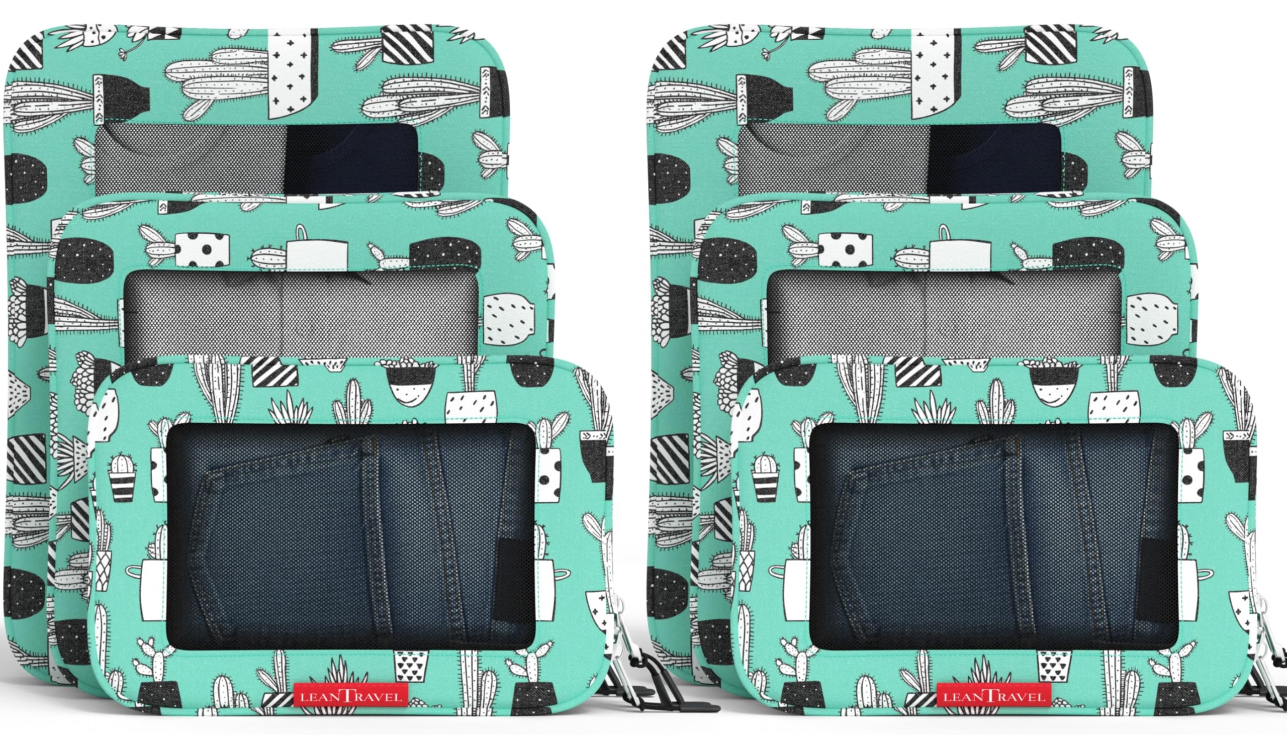 Compression Packing Cubes for Travel Organizers with Double Zipper, Cactus, 6 pack, 6 Pack