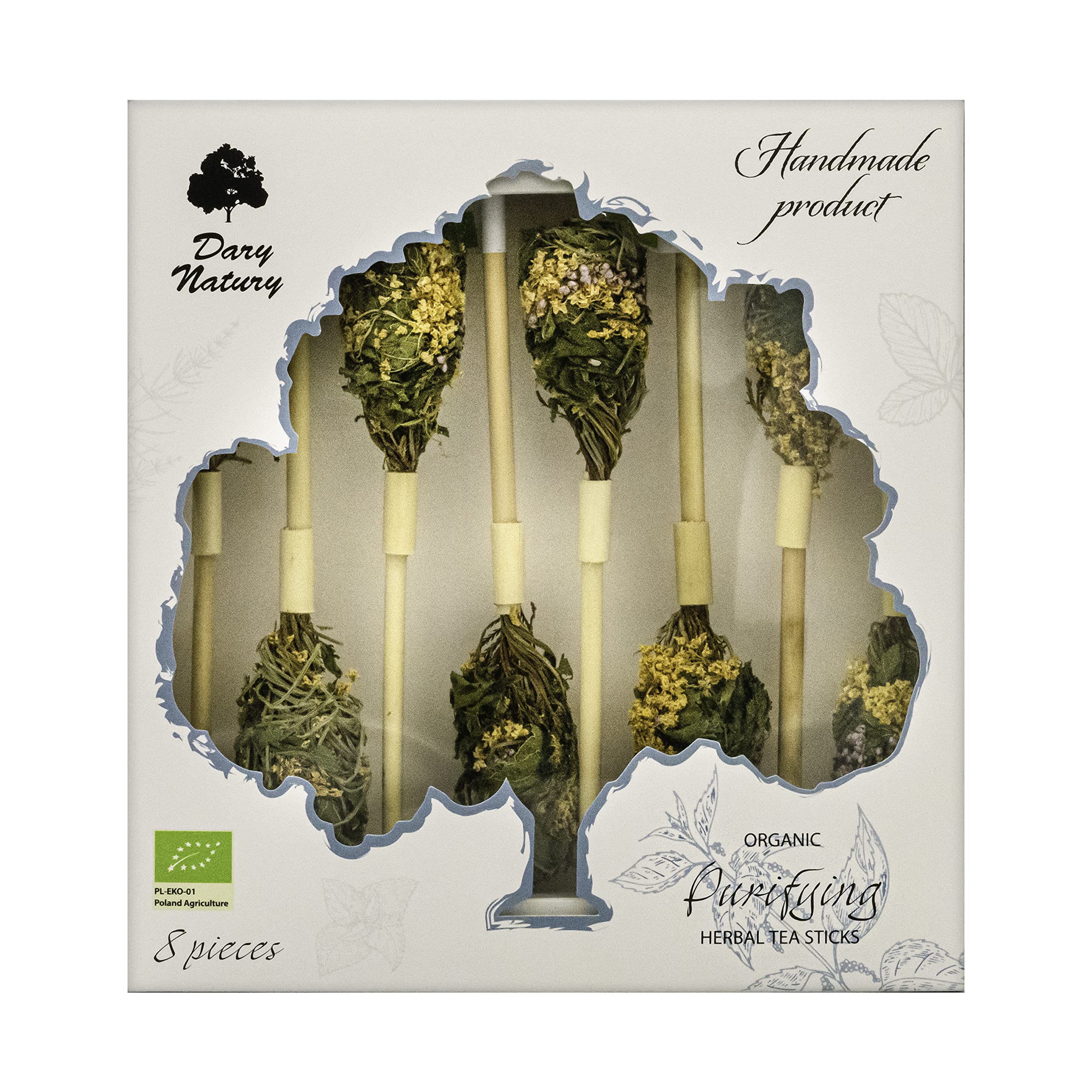 Tea on Stick Purifying BIO (8 x 2,5 g) - DARY NATURY Organic Herbal Tea/Flowers Leaf/Handmade/Bio Product/Gift Set/Natural/Premium Quality