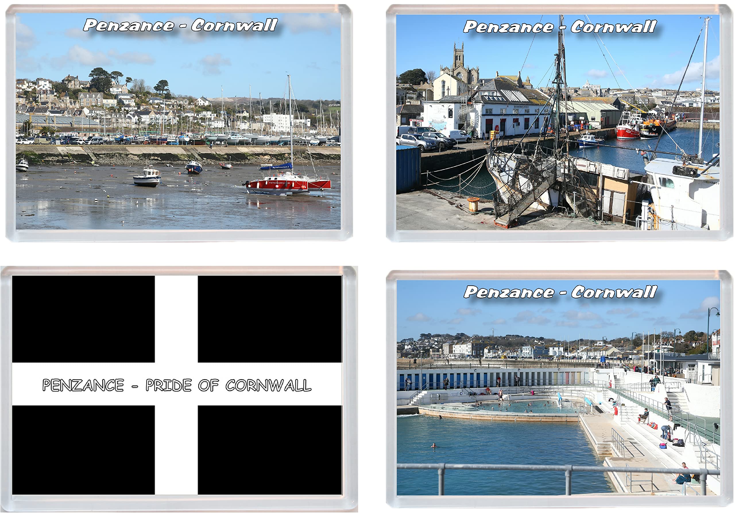 Baked Bean Store 4 Pack - Penzance - Cornwall - 96 x 67mm Jumbo Fridge Magnet/Magnets