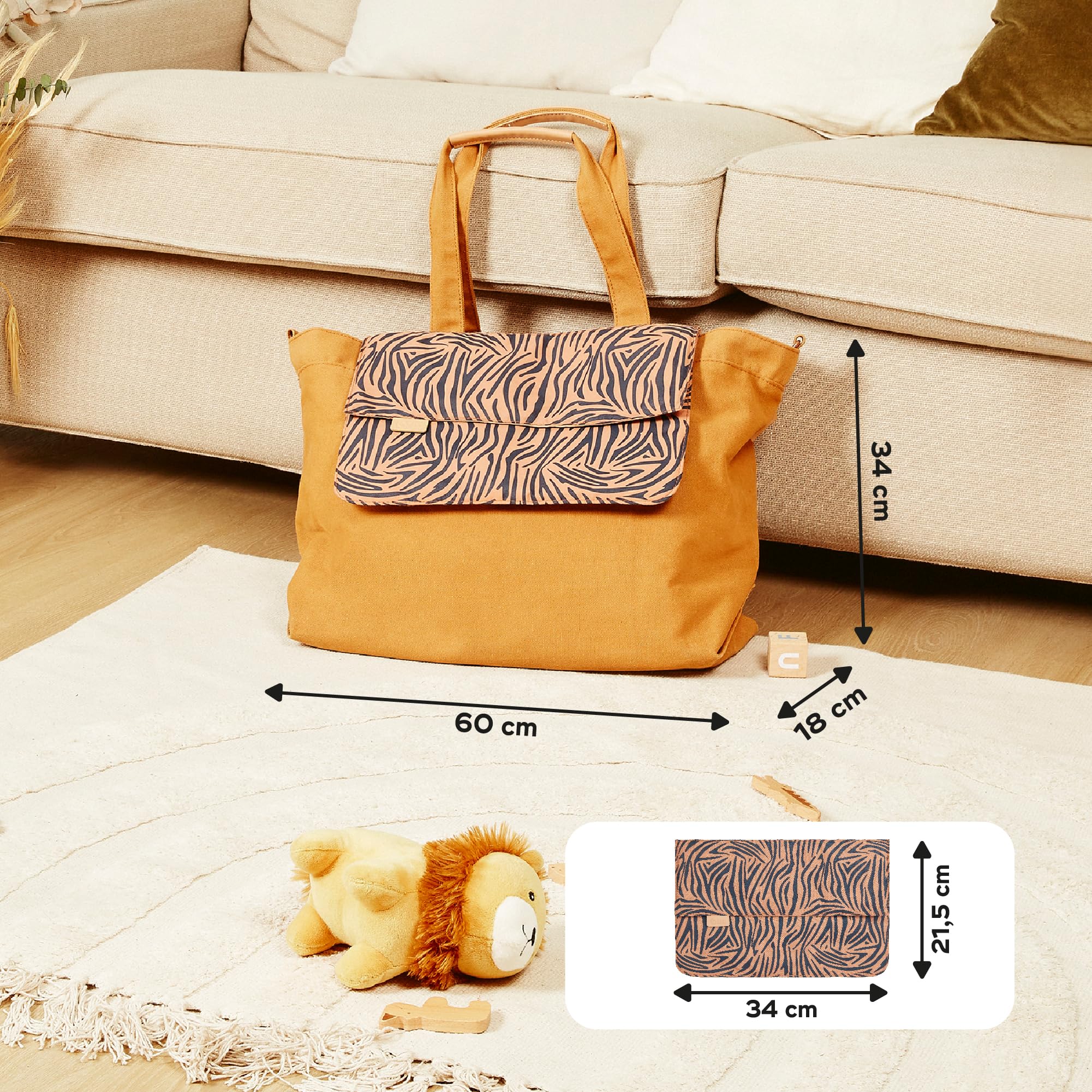 Babymoov Sac (à langer) Tote Bag, Sac Cabas Grand Format 40L, Multiusages, Nombreuses Poches, Matelas à Langer, Attaches Poussette, Bandoulière,Pochette Amovible