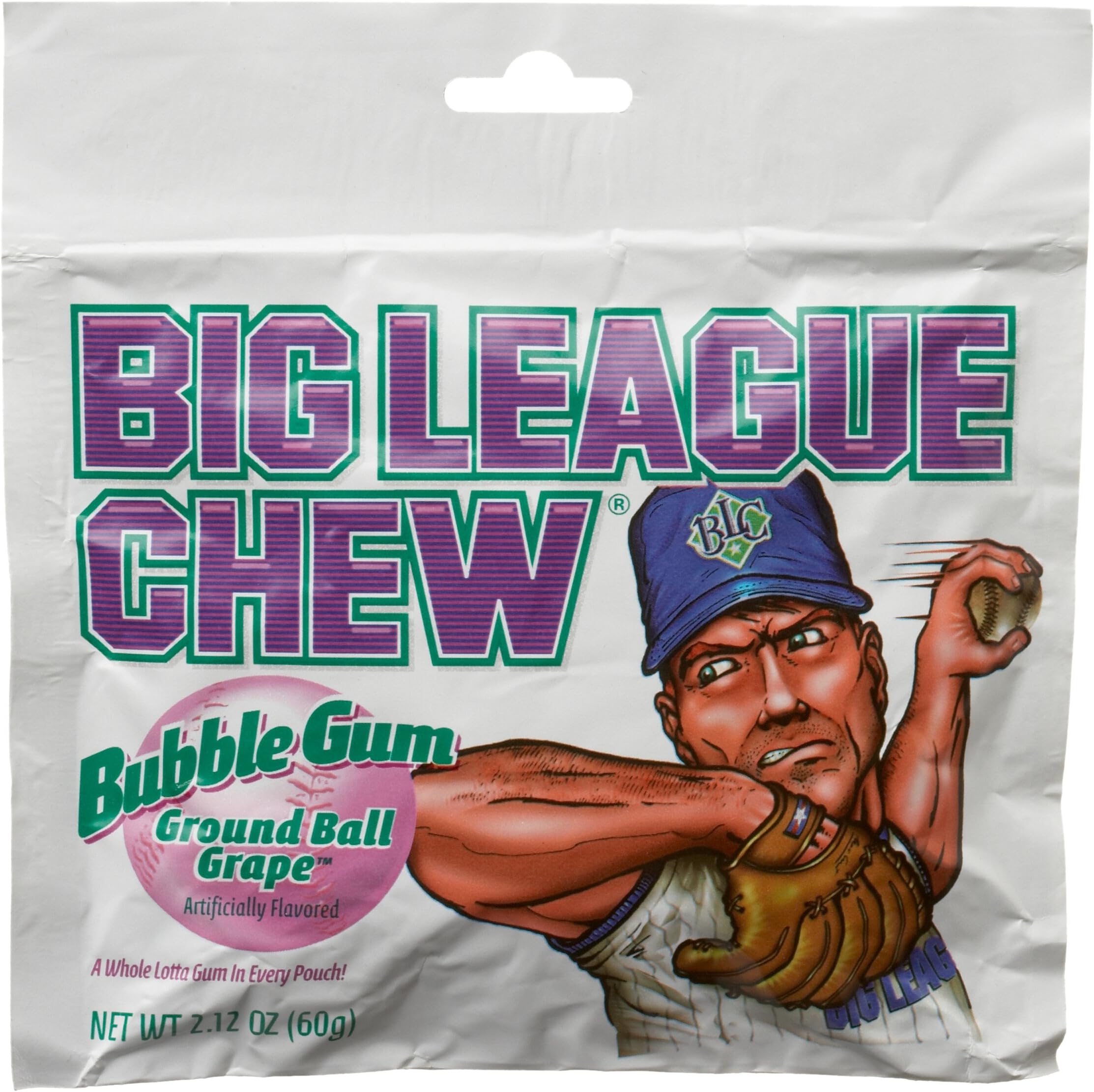 Big League Chew, Ground Ball Grape Bubble Gum, 2.12-Ounce Pouches (Pack of 12)