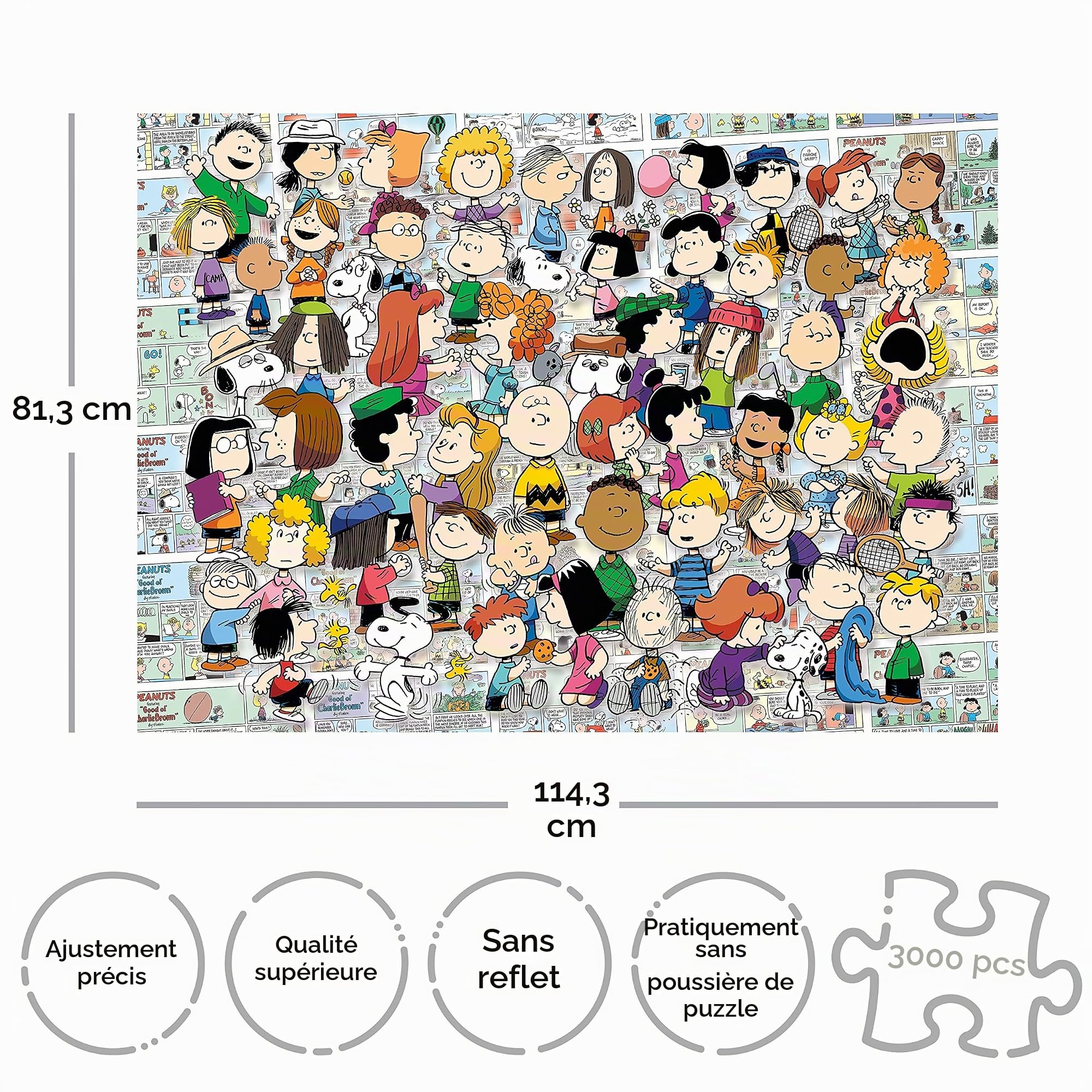 Aquarius Peanuts Cast Puzzle (3000 Piece Jigsaw Puzzle) - Officially Licensed Peanuts Merchandise & Collectibles - Glare Free - Precision Fit - Virtually No Puzzle Dust - 32 x 45 inches