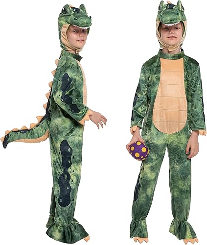 Spooktacular Creations Disfraz de T-Rex verde para niños, disfraz de dinosaurio realista unisex para Halloween