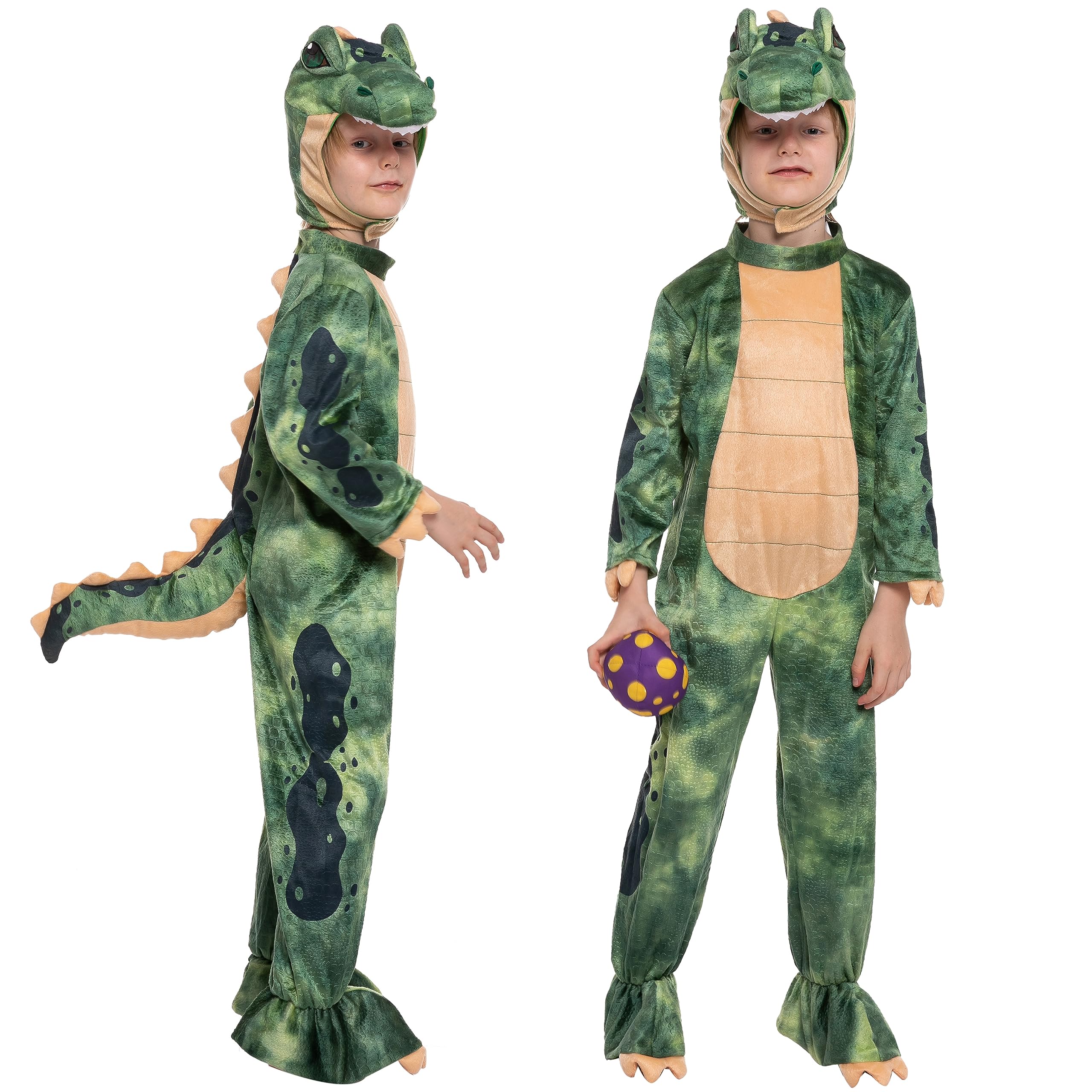 Spooktacular Creations Halloween Child Green T-Rex Costume, Toddler Unisex Realistic Dinosaur Costume Set for Halloween