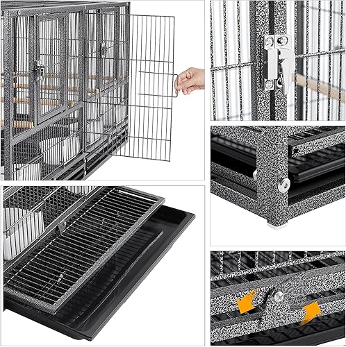 Miniatura 7 de Yaheetech Jaula apilable para pájaros, criador dividido, periquitos, jaula para pájaros canarios, cacatúas, tortolitos, pinzones, periquitos