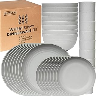 Wheat Straw Dinnerware Sets | Unbreakable Dinnerware Sets | Dishwasher M...