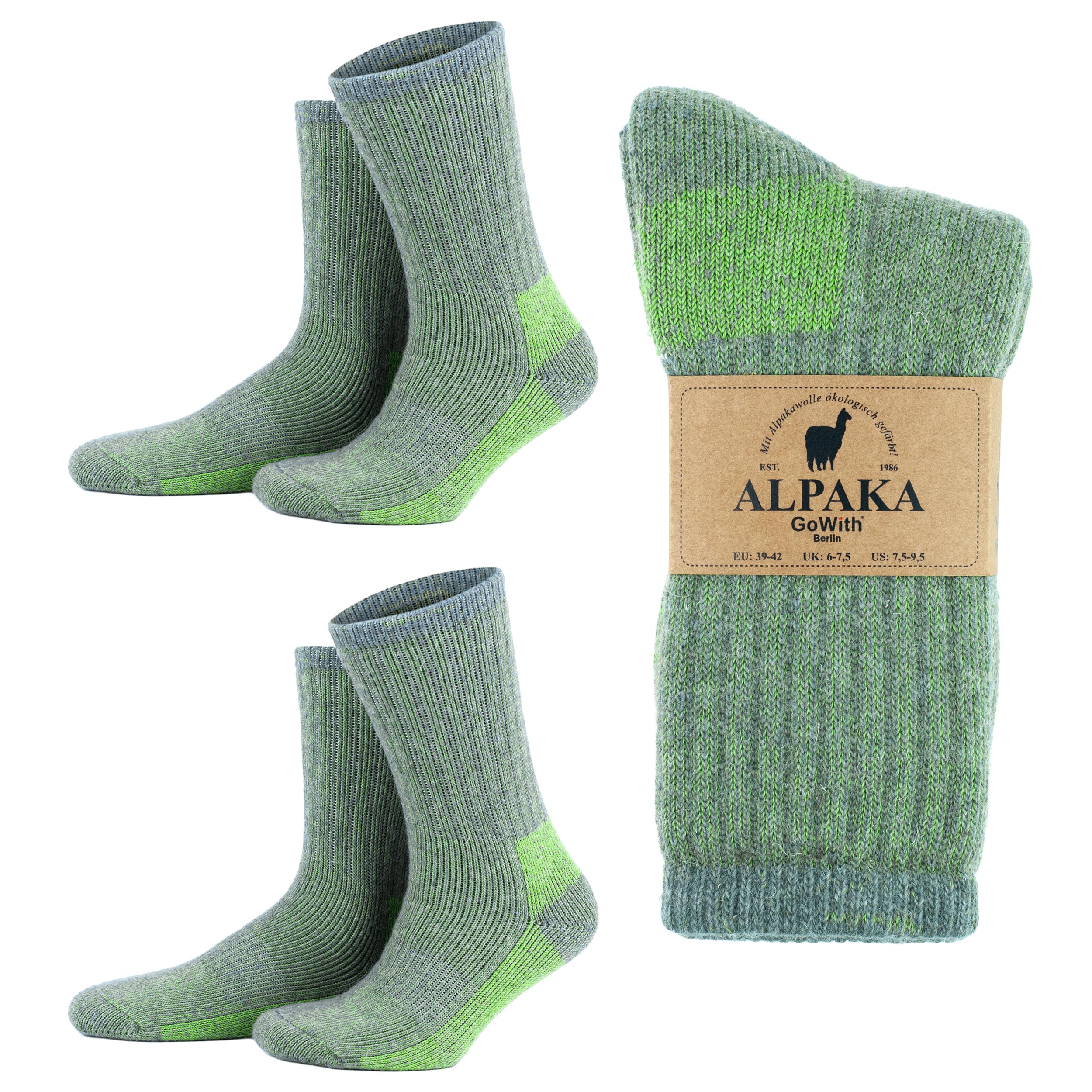 GoWith 2 Pairs Hiking Alpaca Crew Socks