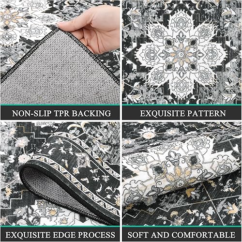 Miniatura 4 de Bsmathom Juego de alfombras de cocina de granja de 3 piezas con corredor, alfombras de cocina antideslizantes y lavables, tapetes bohemios para