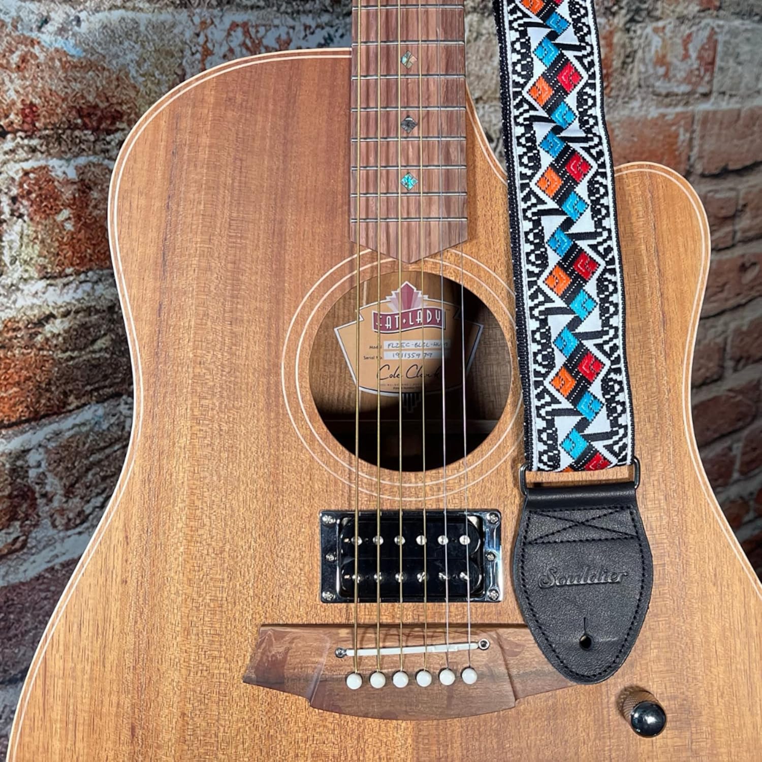 Souldier GS0278BK02BK - Handmade Seatbelt Guitar Strap for Bass, Electric or Acoustic Guitar, 2 Inches Wide and Adjustable Length from 30" to 63" Made in the USA, Clapton, Blue