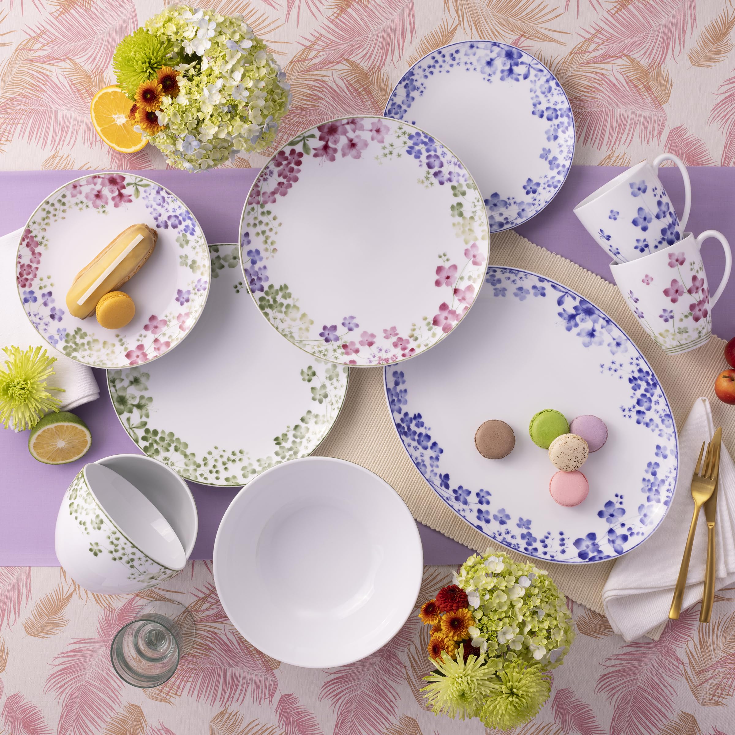 Amazon.com | Noritake Bloomington Road Blue 12-Piece Dinnerware