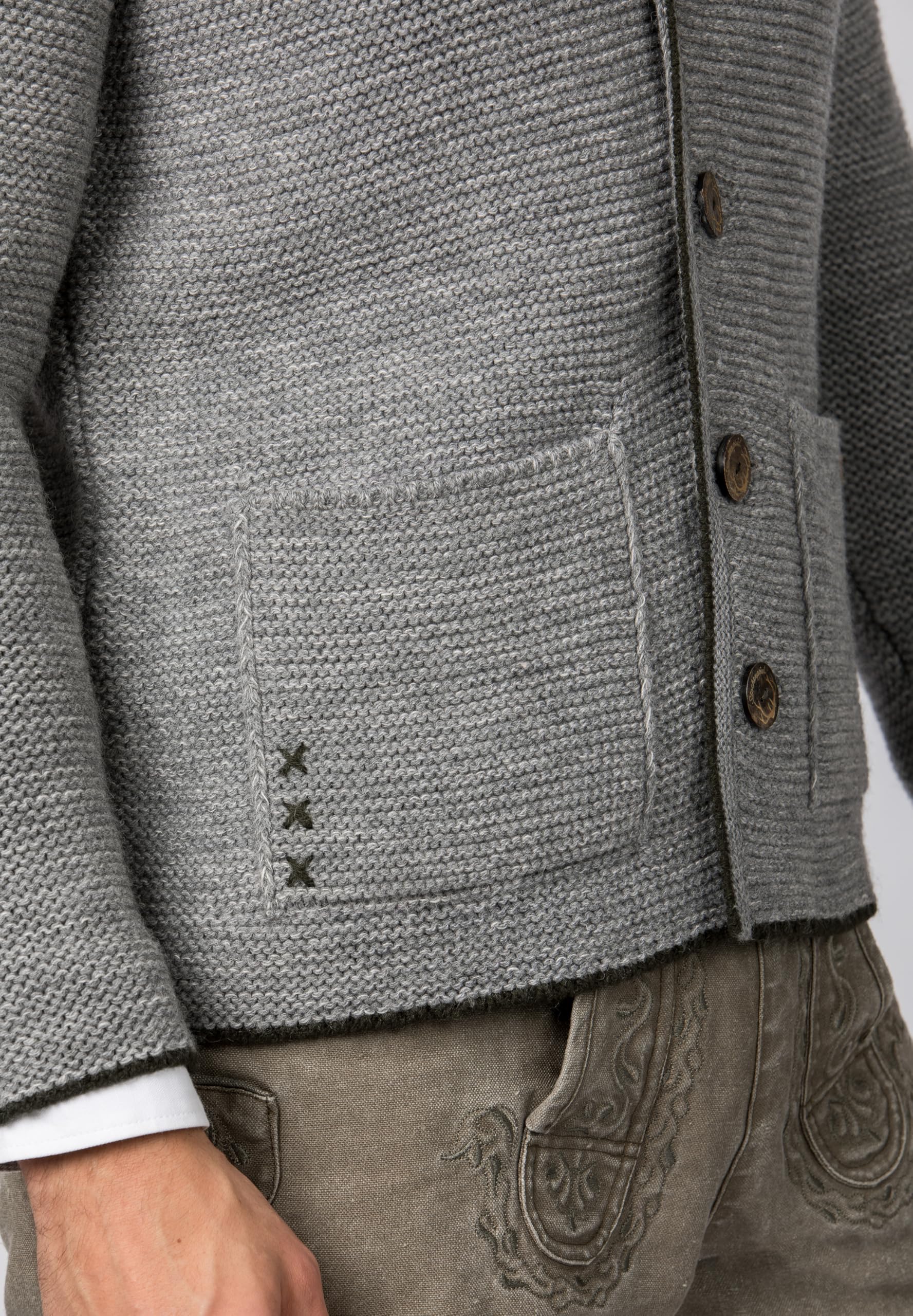 Stockerpoint Strickjacke Nicolo I Größe 46-60 I Herren Trachtenjacke im klassischen Design mit Stehkragen & Trachtenknöpfen I Bequem & warm I Perfekt für Trachten & Festlichkeiten