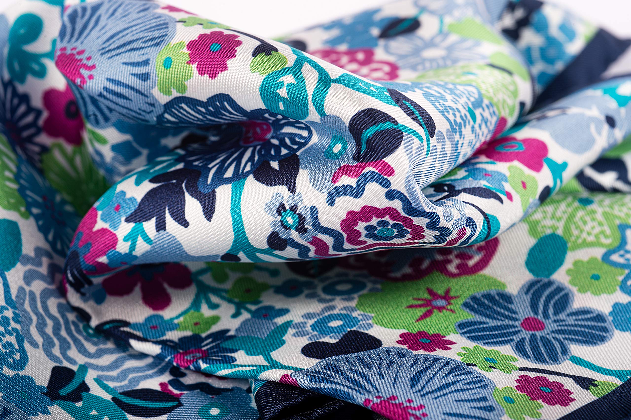 SansPlomb Fazzoletto da taschino, pochette con bordo in seta di alta qualità, stampata con un disegno a fiori - 100% Made in Italy