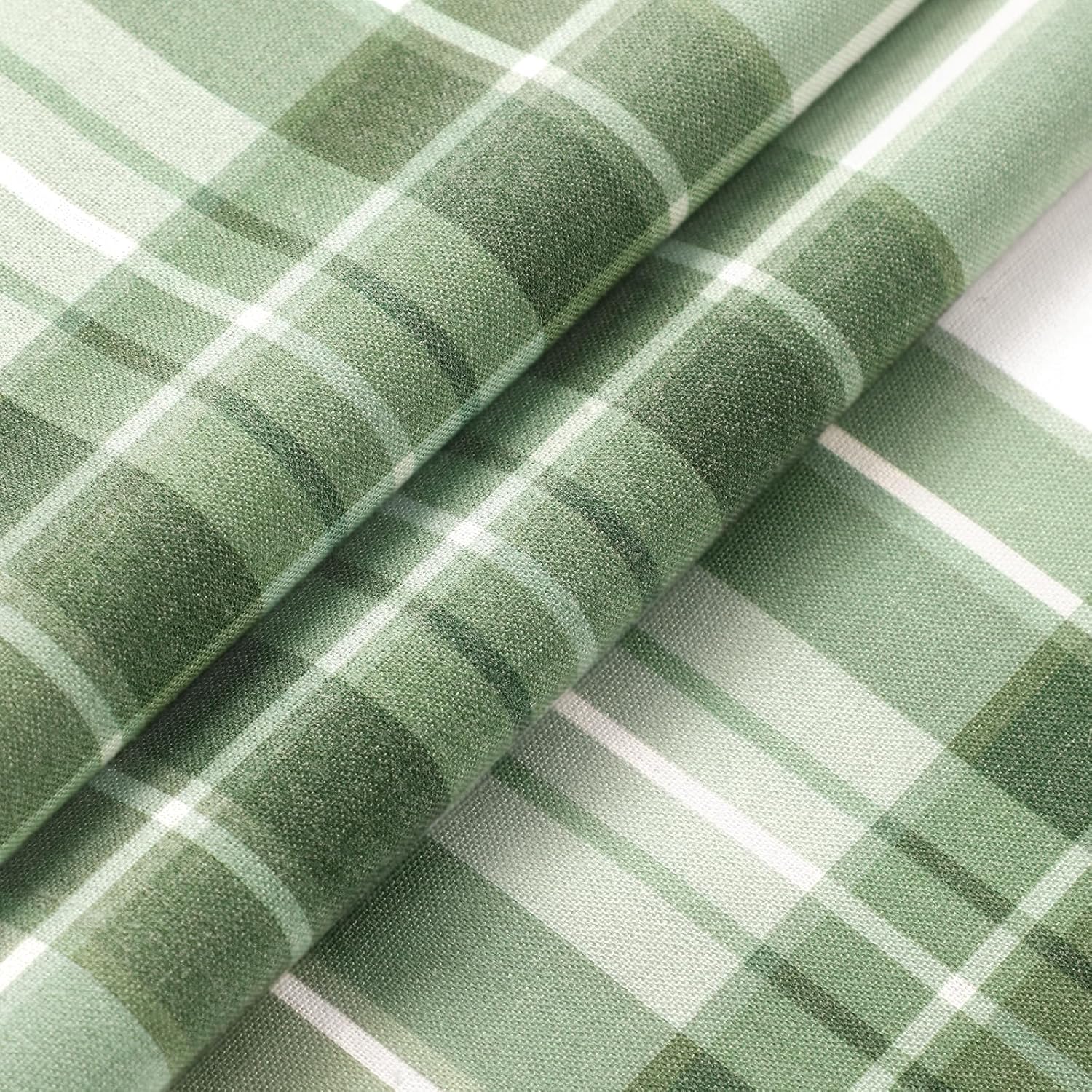 Gingham Plaid Shower Curtain, Sage Green Checkered Shower Curtains for Bathroom, 72x72