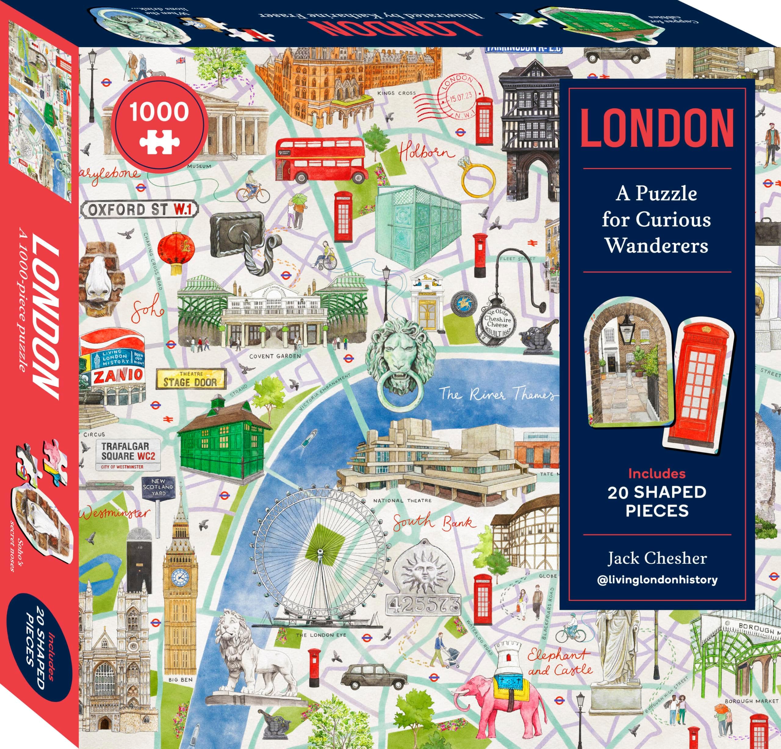 London: A Puzzle for Curious Wanderers: 1000-Piece Puzzle with 20 Shaped Pieces, from Sunday Times Bestselling Author Jack Chesher @Livinglondonhistory