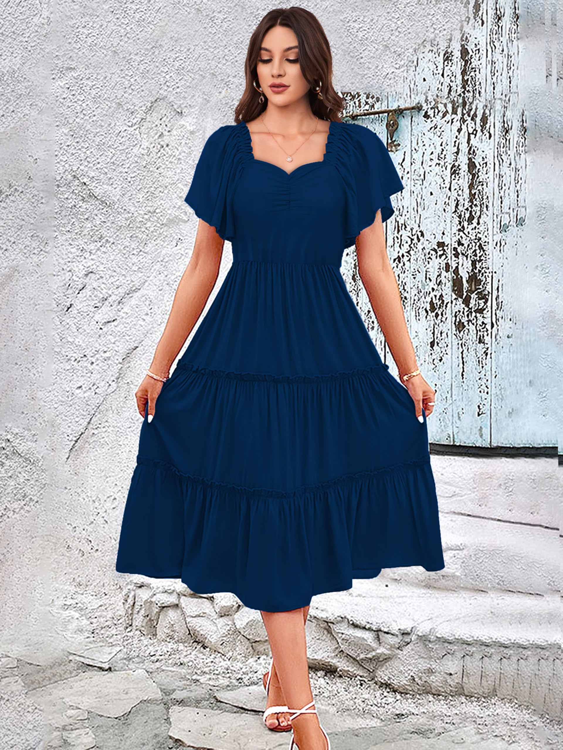Toochki Dress For Women | Dresses For Women | Fit & Flare Dress | Anarkali Dress For Women | Midi Length Dress | Rayon Dresses | One Piece Dress For Women | Teal Blue Dress